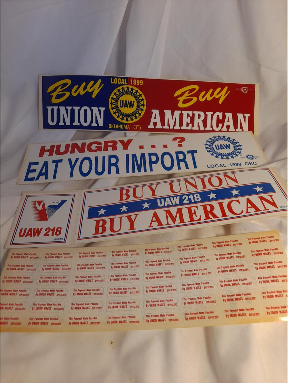 Vintage Buy American Keep It Here UAW Car Bumper Sticker Decal Lot Of 4 Union